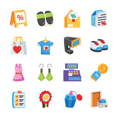 Download our modern bundle depicting sale and ecommerce 2d icons