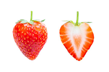 Red strawberry isolated on white background, Fresh Strawberries