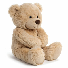 Obraz premium A cuddly, soft brown teddy bear with plush fur and button eyes, offering comfort, warmth, and childhood nostalgia.