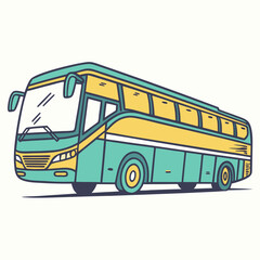 Colorful cartoon bus illustration in modern flat design  