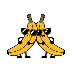 Fototapeta premium Cool Cartoon Bananas with Sunglasses Illustration
