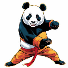 Illustration of a funny panda karate kung fu