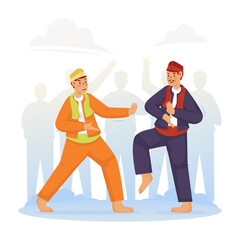 Betawi silat tradition martial art vector illustration