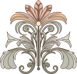 Modern,Art Nouveau. Isolated botanical graceful element stylized as Art Deco, Art Nouveau for branding, advertising, printing. ​​Digital Illustration