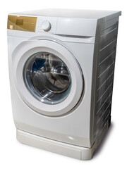 Washing machine isolated on white background, Washing machine on white background with work path, High resolution focus stacking photography.