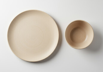 Elegant Beige Dinnerware Set Sustainable Plate and Bowl for Minimalist Table Setting