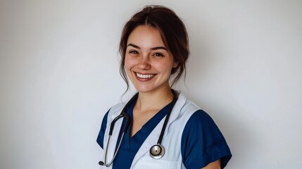 Confident healthcare worker in lab coat.