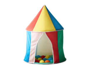 Colorful play tent for kids with playful ball pit inside, cut out transparent
