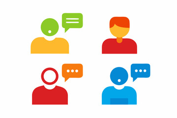 set of Live chat icon vector silhouette illustration isolated on white background