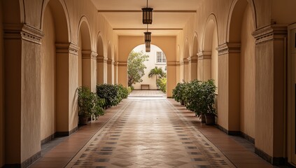 Arched walkway, light and shadow