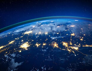 Earth at night, lights of cities