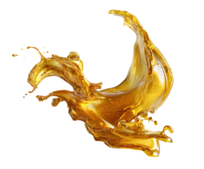 Golden fluid splash concept for dynamic design projects, cut out transparent