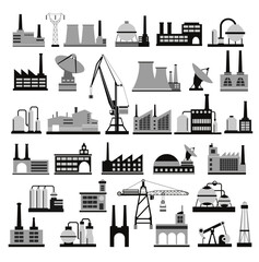 Fototapeta premium Industrial buildings and manufacturing plants icons representing modern industry