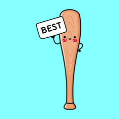 A charming cartoon Baseball Bat proudly displays the word Best on a light blue backdrop.