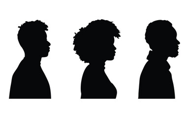 Black people face profile vector silhouette