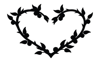 Fototapeta premium Floral art with heart vector silhouette