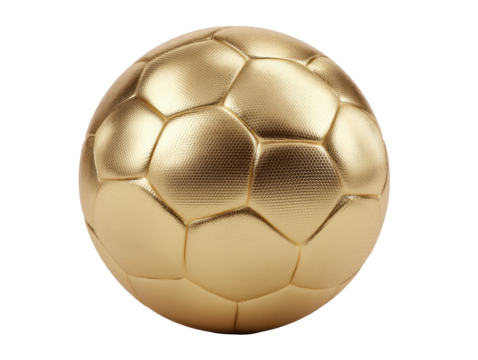 Golden soccer ball design for sports awards and celebrations, cut out transparent