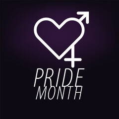 Elegant Pride Month Icon with Gender Symbols on Purple Background