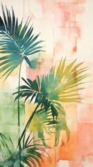 Minimal simple tropical forest art abstract painting.