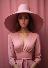 Elegant girl in pink dress
