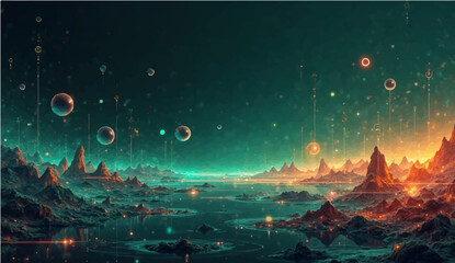 Abstract dot black green pattern gradient texture technology background.23