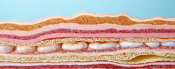 In-depth representation of the skin's cellular structure.