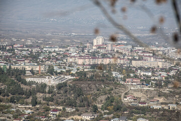 Khankendi, Azerbaijan - 28.10.2024: Scenic View of Khankendi City, Azerbaijan: A Glimpse of the City Nestled Amidst the Mountains
