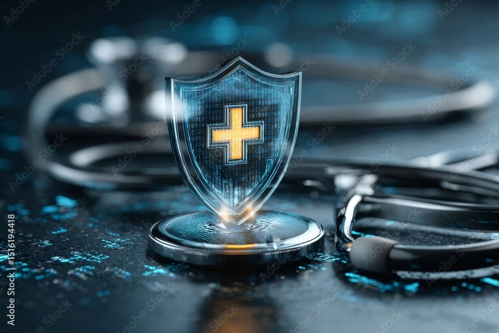 Poster advanced technology in healthcare cybersecurity systems protecting patient data and privacy safely