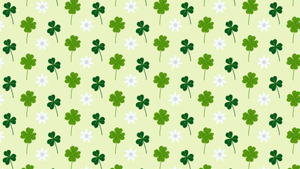 Lucky Clovers and Daisies Seamless Pattern
