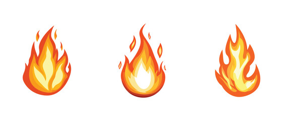 Three Pixelated Fire Flames Perfect for Web Design  App Icons