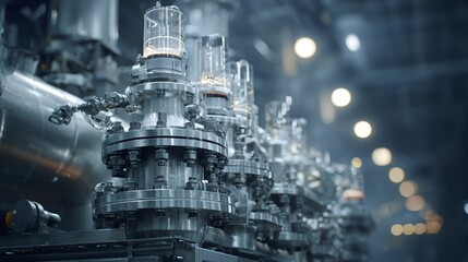 Industrial Ammonia Production: Close-up of Haber-Bosch Process Equipment