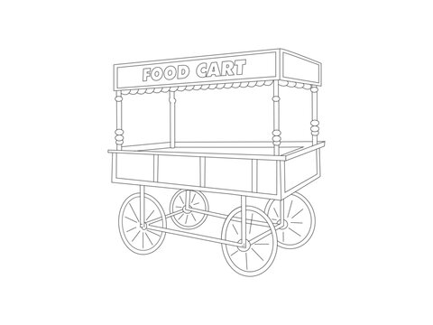 Food cart thela Drawing - Cart For Colouring