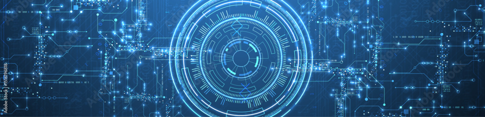 Leinwandbilder Abstract background. Scientific and technological concept with the use of technical elements formed in the shape of a circle. Vector