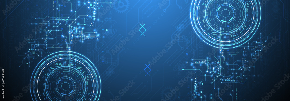 Poster Abstract background. Scientific and technological concept with the use of technical elements formed in the shape of a circle. Vector