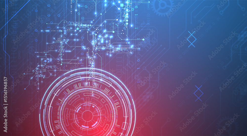 Aufkleber Abstract background. Scientific and technological concept with the use of technical elements formed in the shape of a circle. Vector
