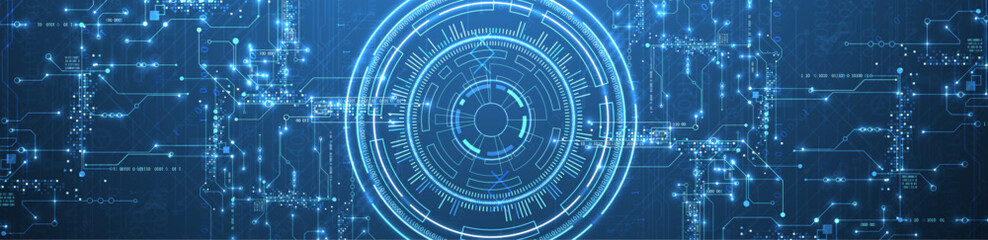 Abstract background. Scientific and technological concept with the use of technical elements formed in the shape of a circle. Vector © Alex