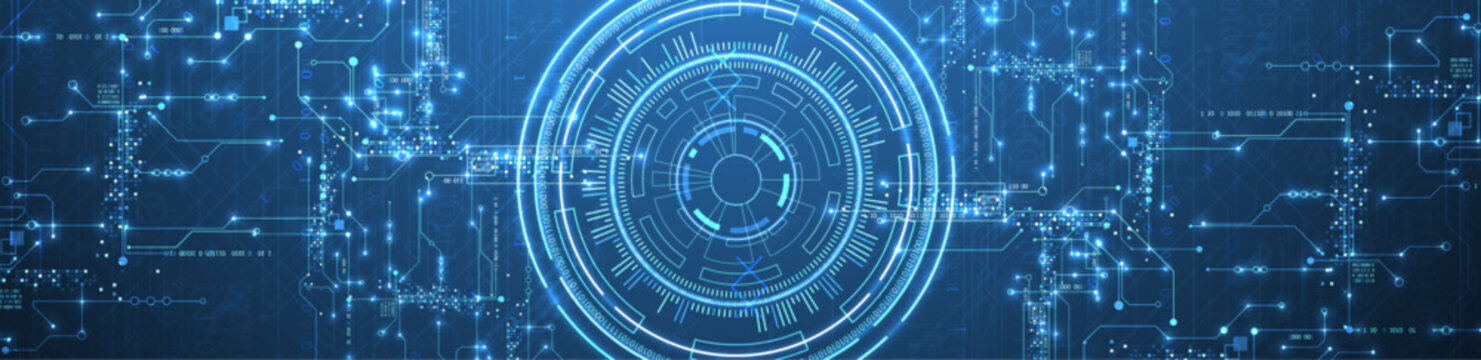 Abstract background. Scientific and technological concept with the use of technical elements formed in the shape of a circle. Vector
