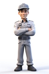 Uniform cartoon male white background.