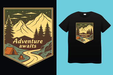 Camping T-Shirt Design – Outdoor Adventure, Nature, and Wilderness Exploration Graphic Tee,