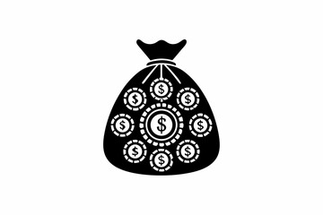 money bag icon vector silhouette illustration isolated on white background