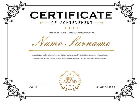 floral design of certificate diploma