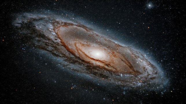 spiral galaxy shines brightly revealing structure against backdrop of starry night