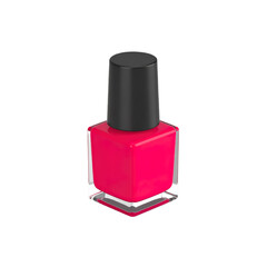 3d render of cartoon nail polish bottle icon in dynamic angle view,, realistic colors, Isolated on transparent background