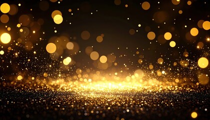 Fototapeta premium Luxurious dark background with sparkling golden lights for festive celebrations and elegant designs