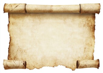 Aged parchment scroll, blank, antique, historical