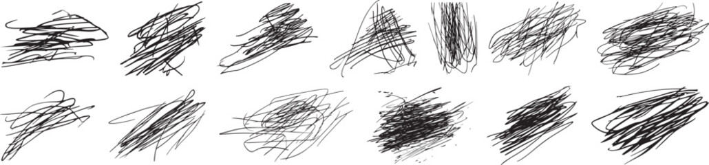 Scribble Vector Set, Hand Drawn Doodle Lines Isolated on White Background.