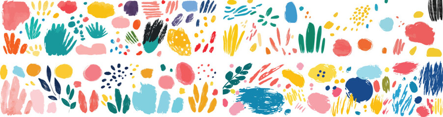 Abstract Colorful Brush Strokes and Shapes. Vector Illustration.