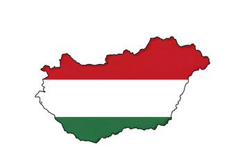 Obraz premium Icon of Hungary Map with National Flag Colors for European Geography Lessons or Cultural Heritage Presentations