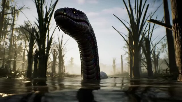 Prehistoric creature swamp environment