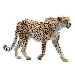 Fototapeta premium A Powerful Cheetah Walking Gracefully Isolated On PNG Transparent Background Beautiful Animal